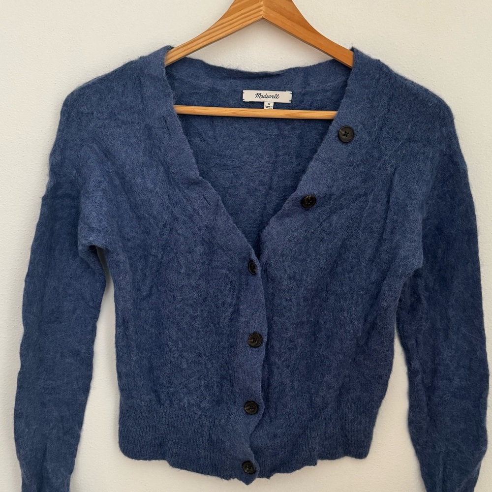 Madewell Blue Button-Up Alpaca Cardigan